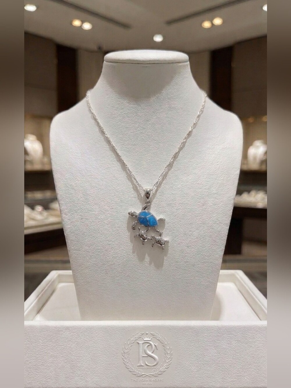 ​🌊 "Ocean Ohana" Blue Opal Sea Turtle Family Necklace ✨